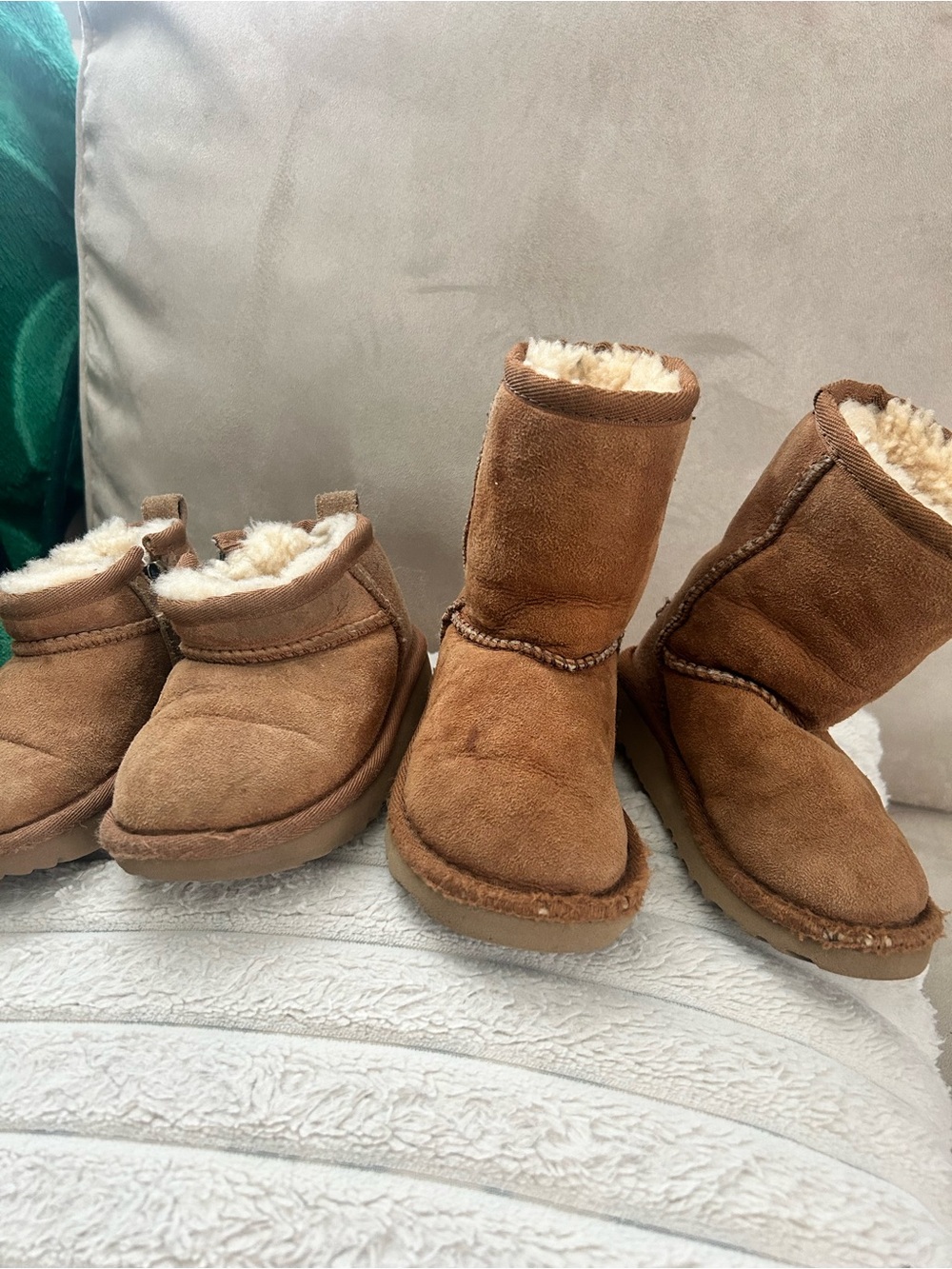 UGG Kids Chestnut Tan Sheepskin Boots Pair